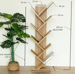 Bibliothèque sur pied en bois massif de chêne Bergen - VESKOR