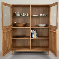 Buffet vitrine en bois massif de chêne Escandi 3 - NordicStory