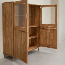 Buffet vitrine en bois massif de chêne Escandi 3 - NordicStory