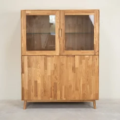 Buffet vitrine en bois massif de chêne Escandi 3 - NordicStory
