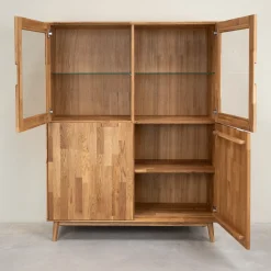 Buffet vitrine en bois massif de chêne Escandi 3 - NordicStory