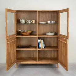 Buffet vitrine en bois massif de chêne Escandi 3 - NordicStory