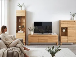 Buffet vitrine en bois massif de chêne Milan 1 - NordicStory
