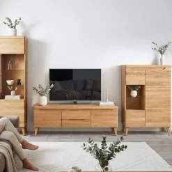 Buffet vitrine en bois massif de chêne Milan 1 - NordicStory