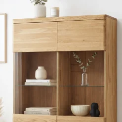 Buffet vitrine en bois massif de chêne Milan 2 - NordicStory