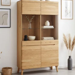 Buffet vitrine en bois massif de chêne Milan 2 - NordicStory