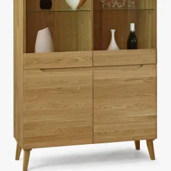 Buffet vitrine en bois massif de chêne Milan 2 - NordicStory