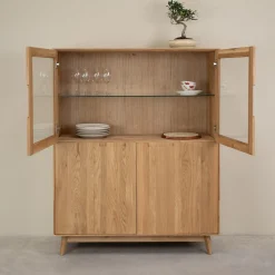 Buffet vitrine en bois massif de chêne Escandi Atelier 3 - NordicStory