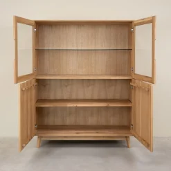 Buffet vitrine en bois massif de chêne Escandi Atelier 3 - NordicStory
