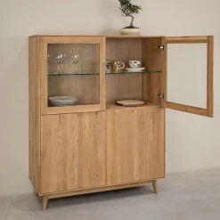 Buffet vitrine en bois massif de chêne Escandi Atelier 3 - NordicStory