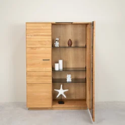Buffet vitrine en bois massif de chêne Arvik - NordicStory