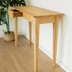 Bureau console avec 2 tiroirs en bois massif de chêne Tolédo 2 - NordicStory