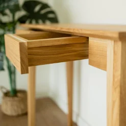 Bureau console avec 2 tiroirs en bois massif de chêne Tolédo 2 - NordicStory