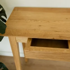 Bureau console avec 2 tiroirs en bois massif de chêne Tolédo 2 - NordicStory