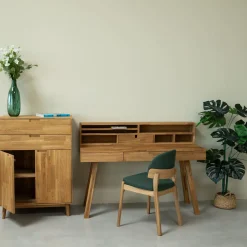 Bureau console en bois massif de chêne Einstein II - NordicStory