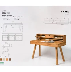 Bureau console en bois massif de chêne Einstein II - NordicStory