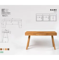 Bureau console en bois massif de chêne Einstein I - NordicStory