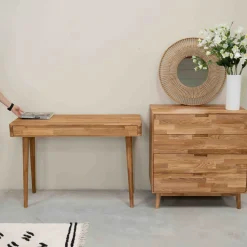 Bureau console en bois massif de chêne Escandi - NordicStory