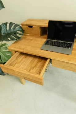 Bureau console en bois massif de chêne Axel II – NordicStory