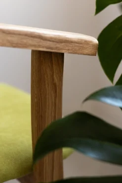 Chaise de salle à manger en bois massif de chêne Alexis, revêtement en tissu Vert Pomme – Lot de 2 ou 4 chaises - NordicStory