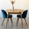 Chaise de salle à manger en bois massif de chêne Clara, revêtement en velours Bleu Monaco – Lot de 2 ou 4 chaises - NordicStory
