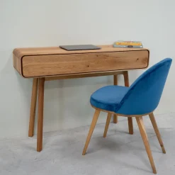 Chaise de salle à manger en bois massif de chêne Clara, revêtement en velours Bleu Monaco – Lot de 2 ou 4 chaises - NordicStory
