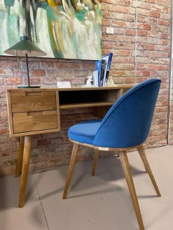 Chaise de salle à manger en bois massif de chêne Clara, revêtement en velours Bleu Monaco – Lot de 2 ou 4 chaises - NordicStory