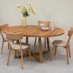 Chaise de salle à manger en bois massif de chêne Diana, revêtement Beige – Lot de 2 ou 4 chaises - NordicStory