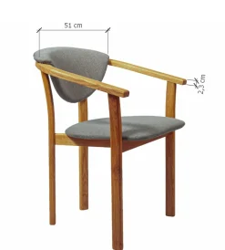 Chaise de salle à manger en bois massif de chêne Alexis, revêtement en tissu Gris Nordique – Lot de 2 ou 4 chaises - NordicStory