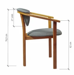 Chaise de salle à manger en bois massif de chêne Alexis, revêtement en tissu Gris Nordique – Lot de 2 ou 4 chaises - NordicStory