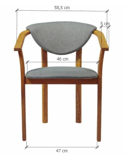 Chaise de salle à manger en bois massif de chêne Alexis, revêtement en tissu Gris Nordique – Lot de 2 ou 4 chaises - NordicStory