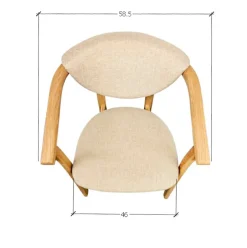Chaise de salle à manger en bois massif de chêne Alexis, revêtement en tissu Beige – Lot de 2 ou 4 chaises - NordicStory