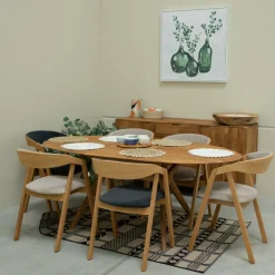 Chaise en bois massif de chêne Knut, revêtement Beige/Gris Anthracite - Lot de 2 ou de 4 chaises - VESKOR