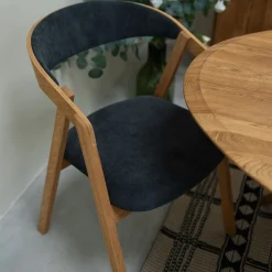 Chaise en bois massif de chêne Knut, revêtement Beige/Gris Anthracite - Lot de 2 ou de 4 chaises - VESKOR