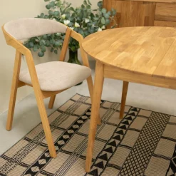Chaise en bois massif de chêne Knut, revêtement Beige/Gris Anthracite - Lot de 2 ou de 4 chaises - VESKOR