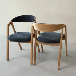Chaise en bois massif de chêne Knut, revêtement Beige/Gris Anthracite - Lot de 2 ou de 4 chaises - VESKOR