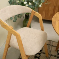 Chaise en bois massif de chêne Knut, revêtement Beige/Gris Anthracite - Lot de 2 ou de 4 chaises - VESKOR