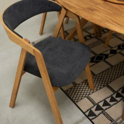 Chaise en bois massif de chêne Knut, revêtement Beige/Gris Anthracite - Lot de 2 ou de 4 chaises - VESKOR