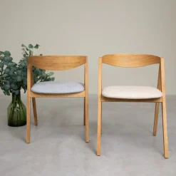 Chaise en bois massif de chêne naturel Oscar, revêtement - Lot de 2 ou de 4 chaises - VESKOR