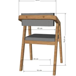 Chaise en bois massif de chêne Soho, revêtement - Lot de 2 ou 4 chaises - VESKOR
