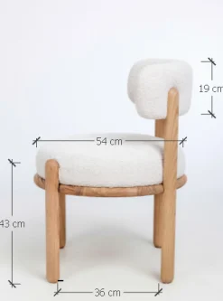 Chaise en bois massif de chêne Lova, revêtement Ecru - Lot de 2 chaises - VESKOR