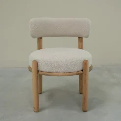 Chaise en bois massif de chêne Lova, revêtement Ecru - Lot de 2 chaises - VESKOR