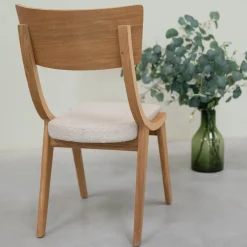 Chaise en bois massif de chêne Lucas, revêtement Gris/Beige - Lot de 2 ou 4 chaises - VESKOR