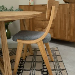 Chaise en bois massif de chêne Lucas, revêtement Gris/Beige - Lot de 2 ou 4 chaises - VESKOR