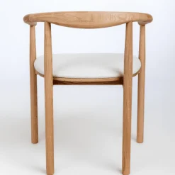 Chaise en bois massif de chêne Léa, revêtement en Gris/Beige - Lot de 2 ou 4 chaises - VESKOR