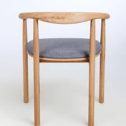 Chaise en bois massif de chêne Léa, revêtement en Gris/Beige - Lot de 2 ou 4 chaises - VESKOR