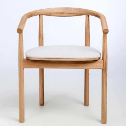 Chaise en bois massif de chêne Léa, revêtement en Gris/Beige - Lot de 2 ou 4 chaises - VESKOR