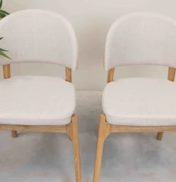 Chaise en bois massif de chêne Astrid, revêtement - Lot de 2 ou 4 chaises - VESKOR
