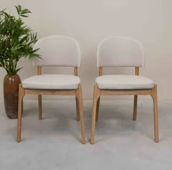 Chaise en bois massif de chêne Astrid, revêtement - Lot de 2 ou 4 chaises - VESKOR