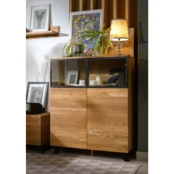 Commode vitrée en bois massif de chêne Moritz 1 - NordicStory